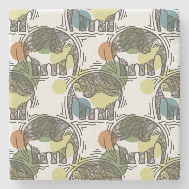 Elephant Pattern Stone Coaster (Front)