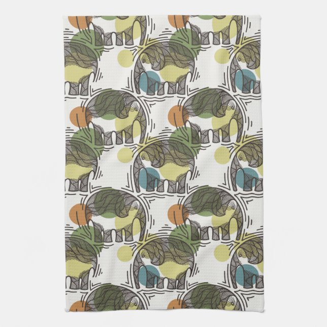 Elephant Pattern Tea Towel (Vertical)