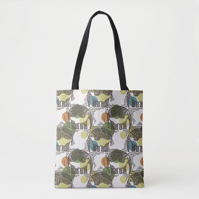 Elephant Pattern Tote Bag (Front)