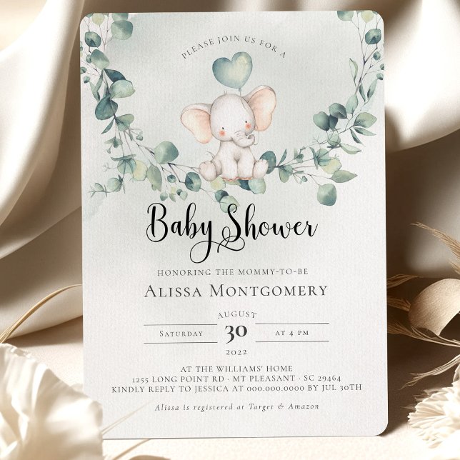 Elephant Peanut Baby Shower Invitation (Creator Uploaded)