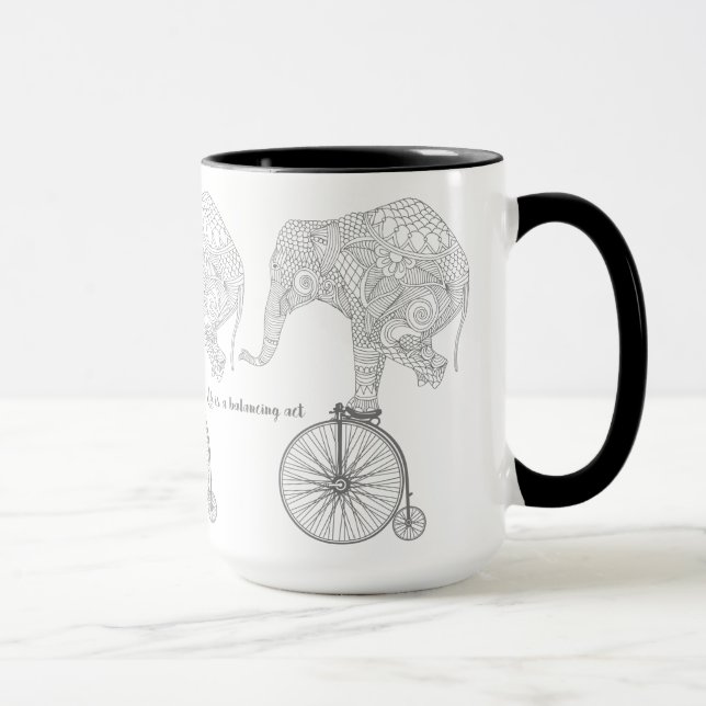 Elephant Penny Farthing Bicycle Balance Mug (Right)