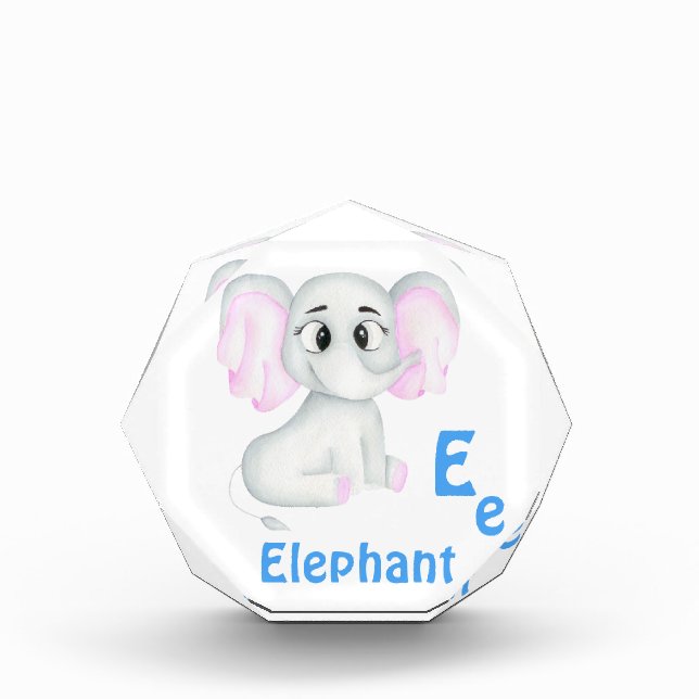 Elephant personalise ABC: Letter E - Add Your Name Photo Block (Front)