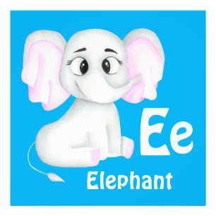 Elephant personalise ABC: Letter E - Add Your Name Photo Print