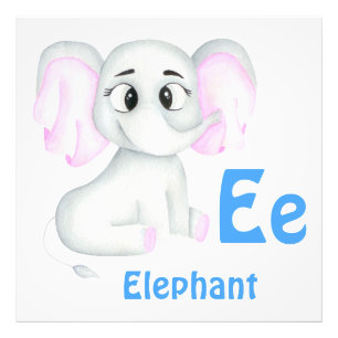 Elephant personalise ABC: Letter E - Add Your Name Photo Print