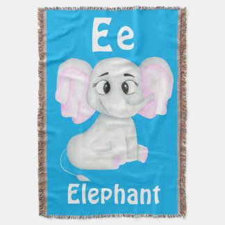 Elephant personalise ABC: Letter E - Add Your Name Throw Blanket
