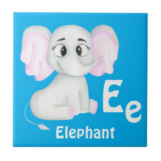Elephant personalise ABC: Letter E - Add Your Name Tile