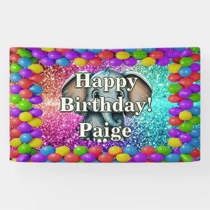 Elephant Personalised character birthday banner