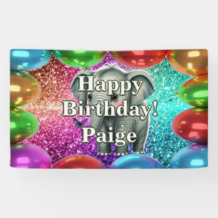 Elephant Personalised character birthday banner