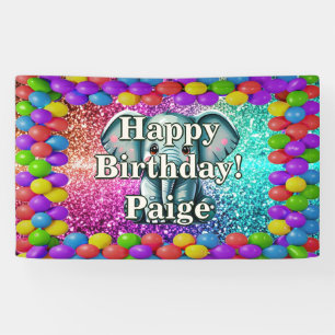Elephant Personalised character birthday banner