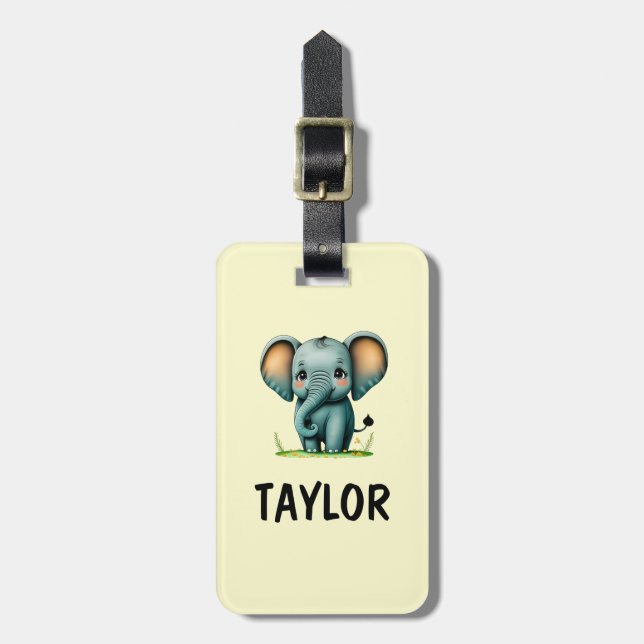 Elephant Personalised Colourful Bag Backpack Luggage Tag (Front Vertical)