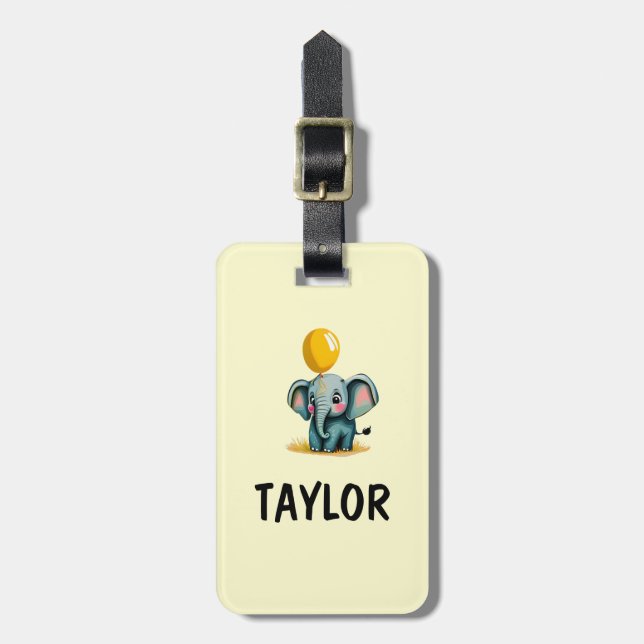Elephant Personalised Colourful Bag Backpack Luggage Tag (Front Vertical)
