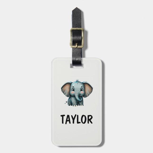 Elephant Personalised Colourful Bag Backpack Luggage Tag (Front Vertical)