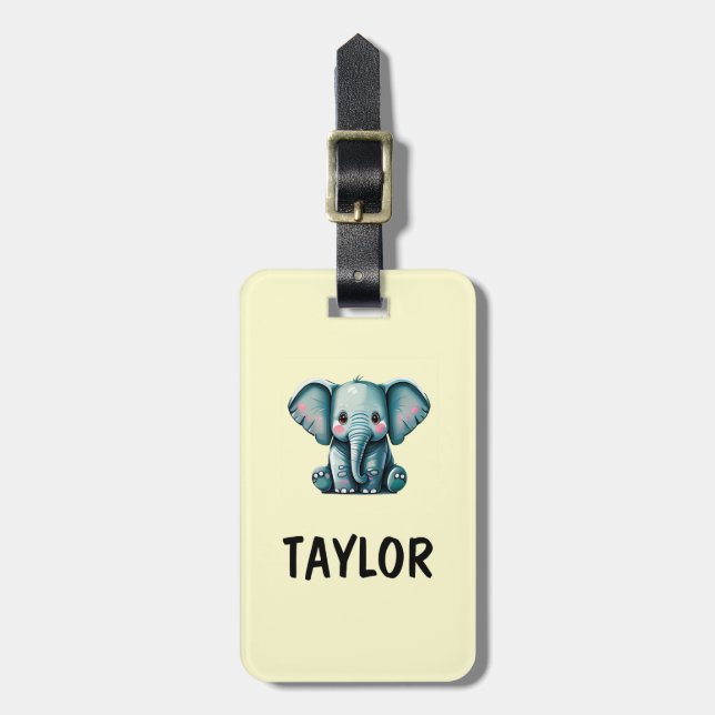 Elephant Personalised Colourful Bag Backpack Luggage Tag (Front Vertical)