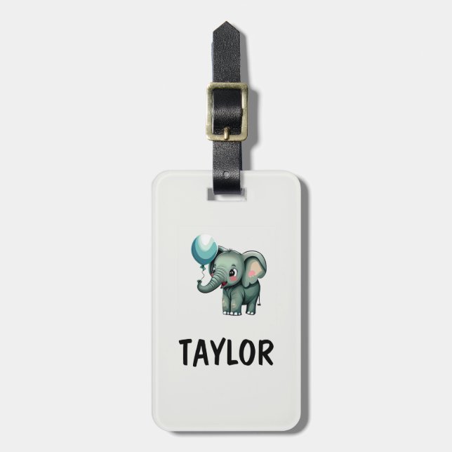 Elephant Personalised Colourful Bag Backpack Luggage Tag (Front Vertical)