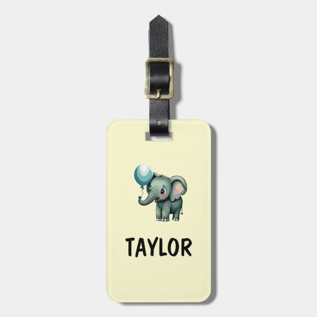 Elephant Personalised Colourful Bag Backpack Luggage Tag (Front Vertical)