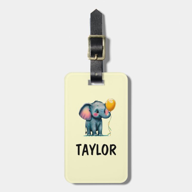 Elephant Personalised Colourful Bag Backpack Luggage Tag (Front Vertical)