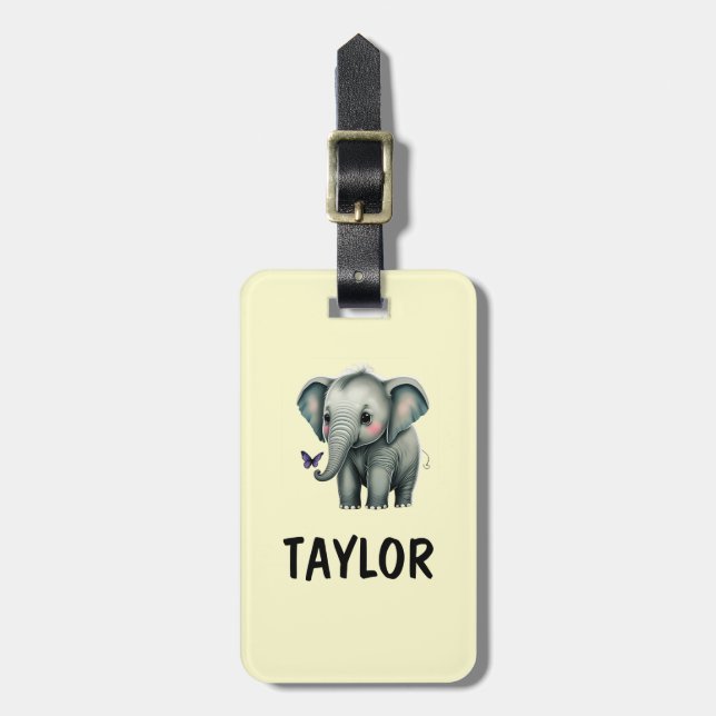 Elephant Personalised Colourful Bag Backpack Luggage Tag (Front Vertical)