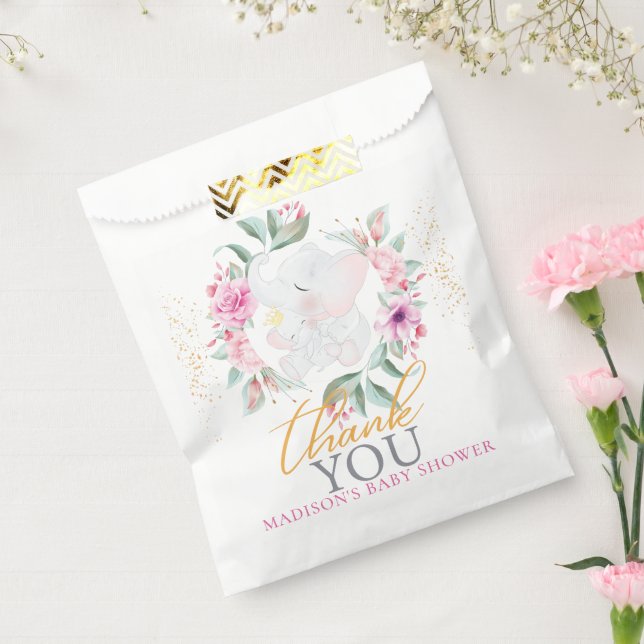 Elephant Personalised Elegant girl baby shower Favour Bags (Sealed)