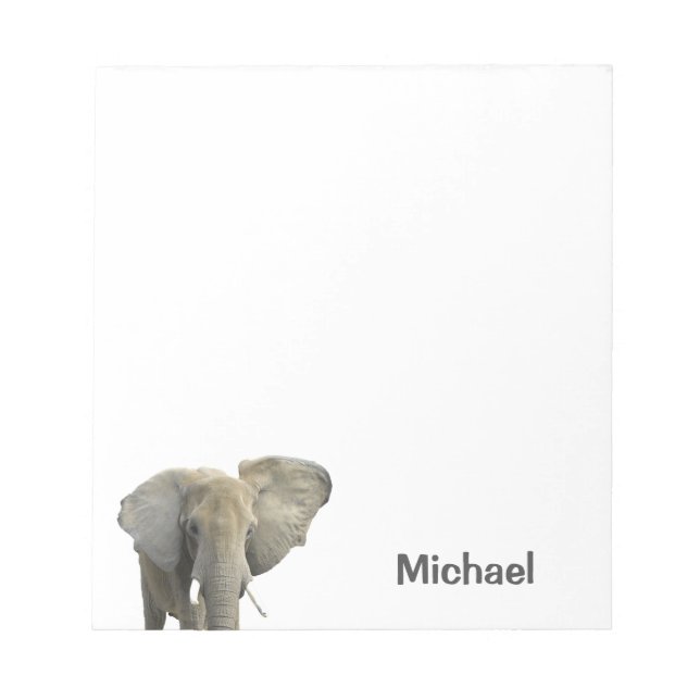 Elephant Personalised Name Notepad (Front)