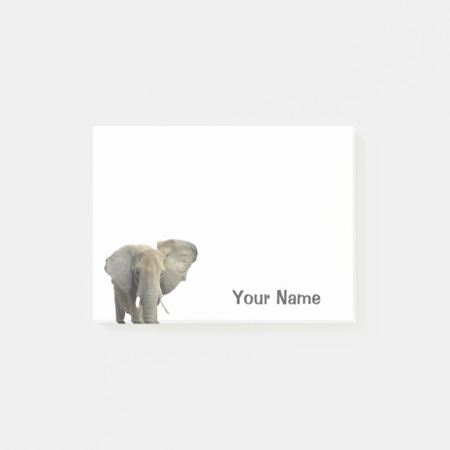 Elephant Personalised Name Safari Animal Post-it Notes (Front)
