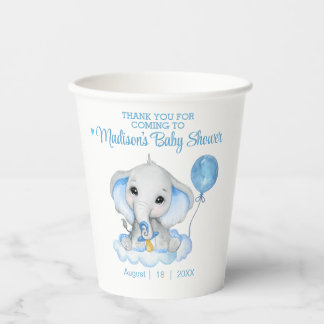 Elephant Personalised Thank You Baby Shower Paper Cups