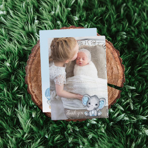 Elephant Photo Balloon Baby Boy Shower Thank You