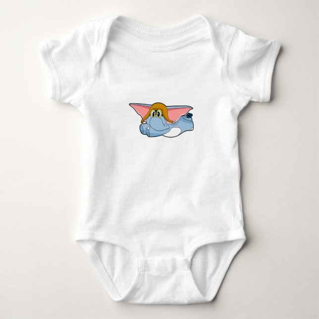 Elephant Pilot Pilot hat Baby Bodysuit (Front)