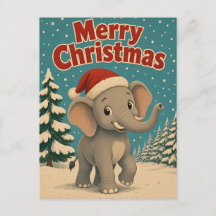 Elephant Pine Grove Animal Christmas Postcard