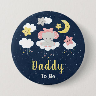 Elephant Pink and Navy Daddy To Be 7.5 Cm Round Badge
