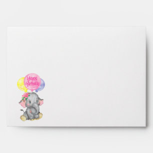 Elephant Pink Birthday Envelope