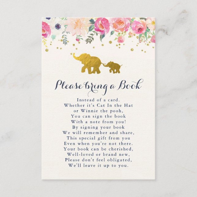 Elephant Pink Bring A Book Card (Front)