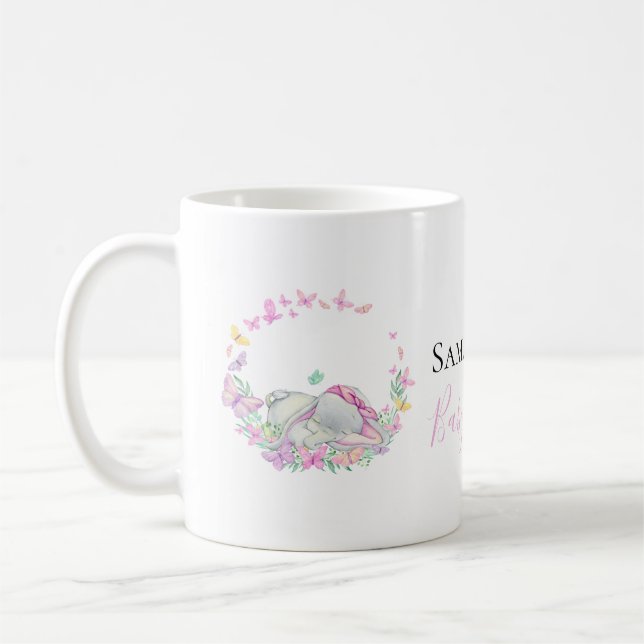 elephant pink butterflies Coffee Mug (Left)