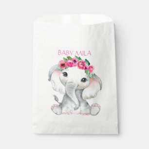 Elephant pink girl baby shower favor favour bags