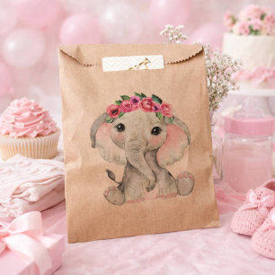 Elephant pink girl baby shower favour bags