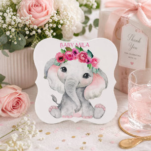 Elephant pink girl baby shower favour paper coaster