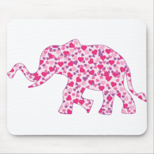 Elephant-Pink-Hearts (1) Mouse Pad