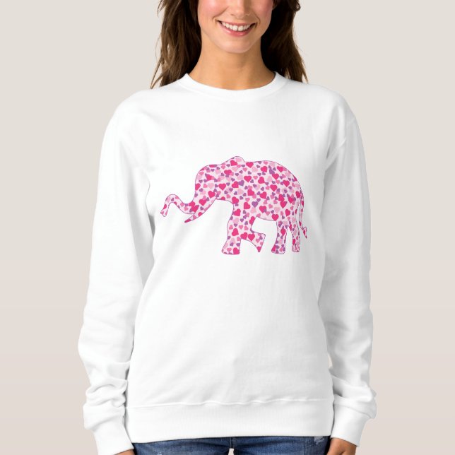 Elephant Pink Hearts of Love Sweatshirt (Front)