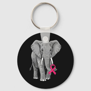 Elephant Pink Ribbon Breast Cancer Awareness Key Ring