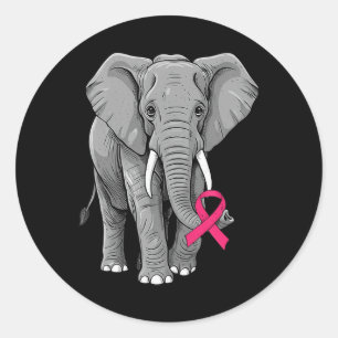 Elephant Pink Ribbon Breast Cancer Awareness Suppo Classic Round Sticker