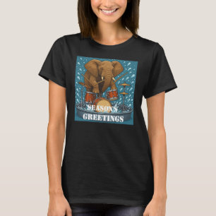  Elephant playing drums splashing water summer hol T-Shirt