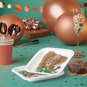 Elephant Playing Football Paper Plate