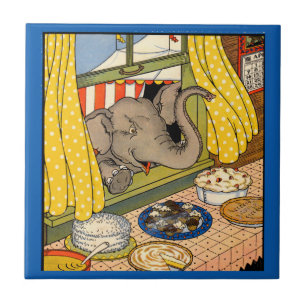 elephant poking his head through the window tile