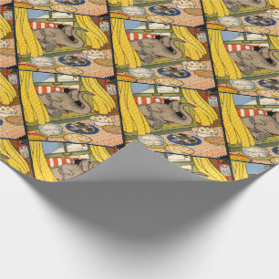 elephant poking his head through the window wrapping paper
