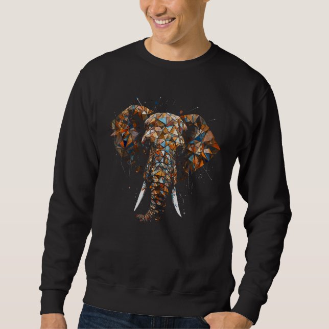 Elephant Polygon Artwork Colourful African Elephan Sweatshirt (Front)