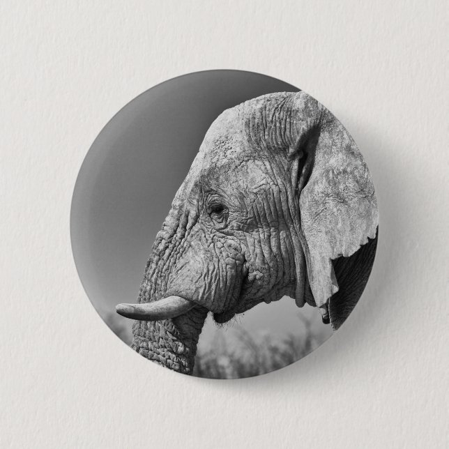 Elephant portrait 6 cm round badge (Front)