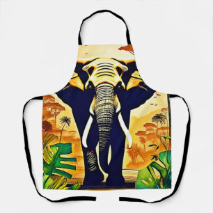 Elephant Portrait Jungle View Apron