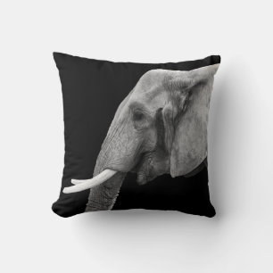 Elephant Portrait Safari Animal Cushion