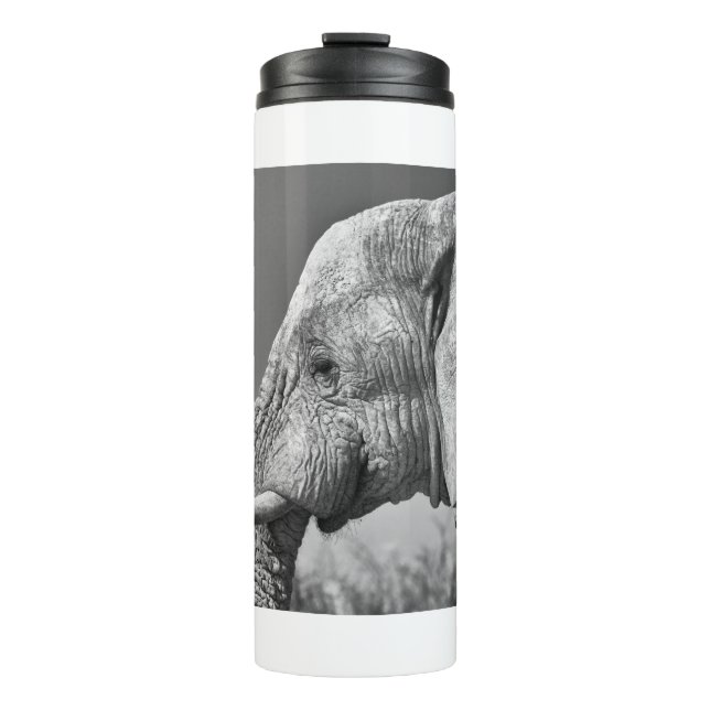 Elephant portrait thermal tumbler (Front)