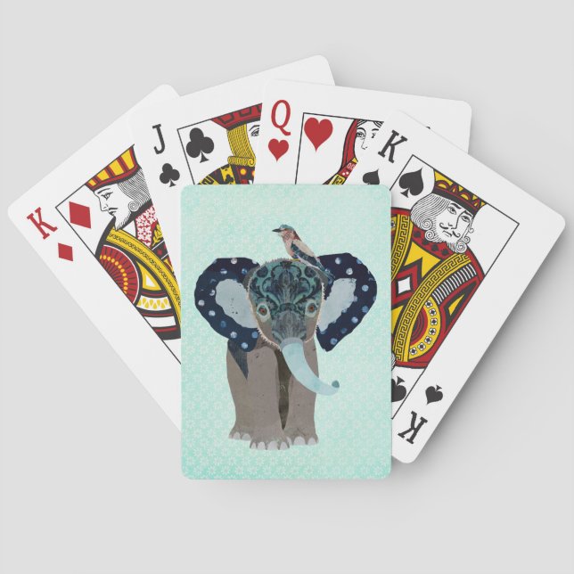 ELEPHANT & PRETTY BIRD PLAYING CARDS (Back)