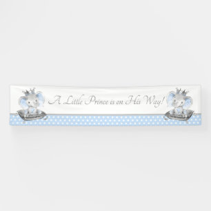Elephant Prince Baby Shower Banner Backdrop